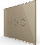 LIVOLO Intrerupator triplu Livolo cu touch din sticla standard italian Auriu (vl-fc3-3g-13)