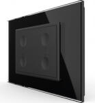 LIVOLO Intrerupator cvadruplu Livolo cu touch rama din sticla standard Italian Negru (vl-fc4-3bp-12)