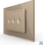 LIVOLO Intrerupator triplu Livolo wireless cu touch rama din sticla standard Italian Auriu (vl-fc3r-3ap-13)