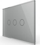 LIVOLO Intrerupator triplu Livolo cu touch din sticla standard italian Argintiu (vl-fc3-3g-15)