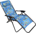GIMI GYM Sezlong-Scaun camping cu tetiera, din panza cu model pestisori, 120 KG, structura metalica, albastru (44175)