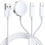 JOYROOM - Vezeték nélküli töltőkábel 3 az 1-ben (S-IW007) - USB az Apple Watchhoz, 2x Lightning, 3, 5 W, 1, 2 m - Fehér (KF2316831)
