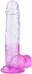 Sunfo - dildo cu ventuză și testicule - 22cm - transparent violet (0756329369501) Dildo