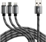 everActive 3in1 kábel 2.4A 1.2m USB-C Lightning micrUSB