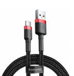 Baseus Cafule USB-A to USB-C adatkábel, töltőkábel, piros (18W, 3A, 0.5m, CATKLF-D91)