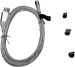  Setty- LED-es USB / Lightning / Type-C (USB-C) / MicrUSB kábel, cserélhető mégneses fejekkel, 2A, 1m