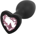 Sunfo - szilikon anál plug szív alakú kővel (fekete-pink) - shop