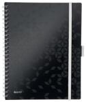 Leitz Spirálfüzet, A4, kockás, 80 lap, LEITZ "Wow Active", fekete (46450095)