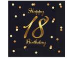 GoDan B&C Happy Birthday Black-Gold 18 szalvéta 20 db-os 33x33 cm (MLG164848)