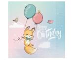 GoDan Happy Birthday Fox, Róka szalvéta 20 db-os 33x33 cm (MLG164800)