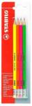 STABILO Комплект графитни моливи с гума, Stabilo, Swano fluo HB, 4 броя (STAG49074Х1HB-BL)