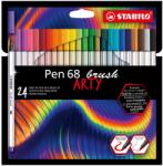 STABILO Комплект флумастери, Stabilo, Pen 68 Brush Arty ST568/24-21-20, 24 цвята (ST568/24-21-20)