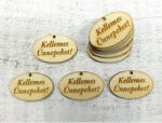  Natúr fa - "Kellemes ünnepeket! " gravírozott ovál tábla 2, 5x4cm 10db/csomag - csinaldmagadshop