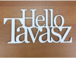  Fa - "Hello Tavasz" felirat koszorúra fehér 10x20cm - csinaldmagadshop