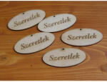  Natúr fa - "Szeretlek" gravírozott ovál táblák 4x8cm 5db/csomag - csinaldmagadshop