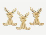  Natúr fa - Nyakkendős rénszarvasok 3db/csom - csinaldmagadshop