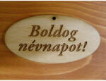  Natúr fa - "Boldog Névnapot" gravírozott ovál táblák 4x8cm 5db/csomag - csinaldmagadshop