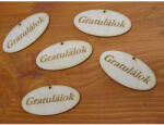  Natúr fa - "Gratulálok" ovál tábla 4x8cm 5db/csomag - csinaldmagadshop