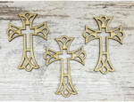  Natúr fa - Kereszt díszes 10cm 3db/csomag - csinaldmagadshop