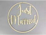  Natúr fa - "Just Married" felirat keretben 40cm - csinaldmagadshop