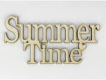  Natúr fa - "Summer Time" felirat koszorúra 10x20cm - csinaldmagadshop
