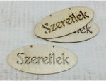  Natúr fa - "Szeretlek" áttört ovál tábla 6x14cm 3db/csomag - csinaldmagadshop
