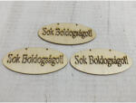  Natúr fa - "Sok Boldogságot" áttört ovál tábla 6x14cm 3db/csomag - csinaldmagadshop