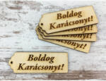  Natúr fa - "Boldog Karácsonyt" scrapbook táblák 3x8cm 5db/csomag - csinaldmagadshop