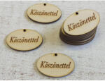  Natúr fa - "Köszönettel" gravírozott ovál táblácska 10db/csomag - csinaldmagadshop