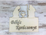  Natúr fa - "Békés Karácsonyt" ajtódísz 24cm - csinaldmagadshop