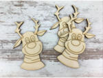  Natúr fa - Szarvas fej Rudolf 10cm 3db/csomag - csinaldmagadshop