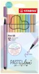 STABILO Комплект флумастери, Stabilo, Pen 68 Pastellove, ST6812-7-7, 12 цвята (ST6812-7-7)