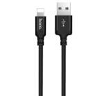 hoco. X14 adatátviteli kábel és töltő (USB - lightning 8pin, gyorstöltés támogatás, 200cm, cipőfűző minta) FEKETE (X14_LIGHT_2M_B)