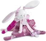 Doudou Iepuraș de pluș cu clips pentru suzetă Lapin Cerise Doudou Dummy Holder Doudou et Compagnie în ambalaj cadou roz 17 cm de la 0 luni (DC2701)