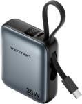 Vention 10000mAh Mini Power Bank (USB-C + USB-C) with Built-in USB-C Cable 35W Gray (FHEH0)