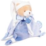 Doudou Plüss mackó cumitartó csipesszel Ours Petit Chou Doudou Dummy Holder Doudou et Compagnie ajándékcsomagolásban kék 17 cm 0 hó-tól (DC2714)