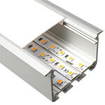 Lumines INSO Ezüst - Alu XXL U profil LED szalaghoz, gipszkartonba (Opál PMMA búrával) (LUMINES-INSO2-S + LUMINESW-K2020-PMML (2,02 m))