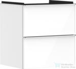 Hansgrohe XELU Q 58x49, 5 cm-es 2 fiókos fali szekrény króm fogantyúval, fényes fehér 54023000 (54023000)