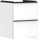 Hansgrohe XELU Q 48x49, 5 cm-es 2 fiókos fali szekrény matt fekete fogantyúval, fényes fehér 54019670 (54019670)