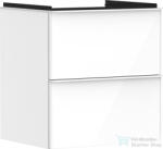 Hansgrohe XELU Q 58x49, 5 cm-es 2 fiókos fali szekrény matt fehér fogantyúval, fényes fehér 54023700 (54023700)