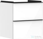 Hansgrohe XELU Q 58x49, 5 cm-es 2 fiókos fali szekrény matt fekete fogantyúval, fényes fehér 54023670 (54023670)