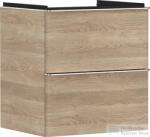 Hansgrohe XELU Q 58x49, 5 cm-es 2 fiókos fali szekrény króm fogantyúval, természetes tölgy 54025000 (54025000)