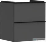 Hansgrohe XELU Q 58x49, 5 cm-es 2 fiókos fali szekrény matt fekete fogantyúval, matt gyémántszürke 54024670 (54024670)