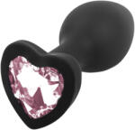 Sunfo - szilikon anál plug szív alakú kővel (fekete-pink) (5999576180306) - padlizsan