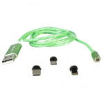 LTC Cablu 1m 3in1 Tip C/iphone/micro Usb Iluminat Led Verde (magic-cable-g) - forit