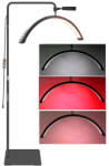 Andoer Lampa cosmetica profesionala Bi Color alb, rosu, Semiluna 238 LED, inaltime maxima 180 cm, suport telefon inclus - Negru