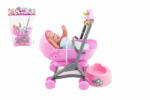 Teddies Bebeluș/păpușă articulată 12cm în cărucior 10x14x18cm plastic cu accesorii în geantă Papusa