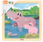 LAMPS Puzzle din lemn 9 piese - Hippos Puzzle