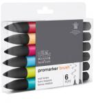 Winsor & Newton Promarker Brush kétvégű alkoholos ecsetfilc készlet - 6 db, mid tones