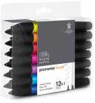 Winsor & Newton Promarker Brush kétvégű alkoholos ecsetfilc készlet - 12+1 db, vibrant tones